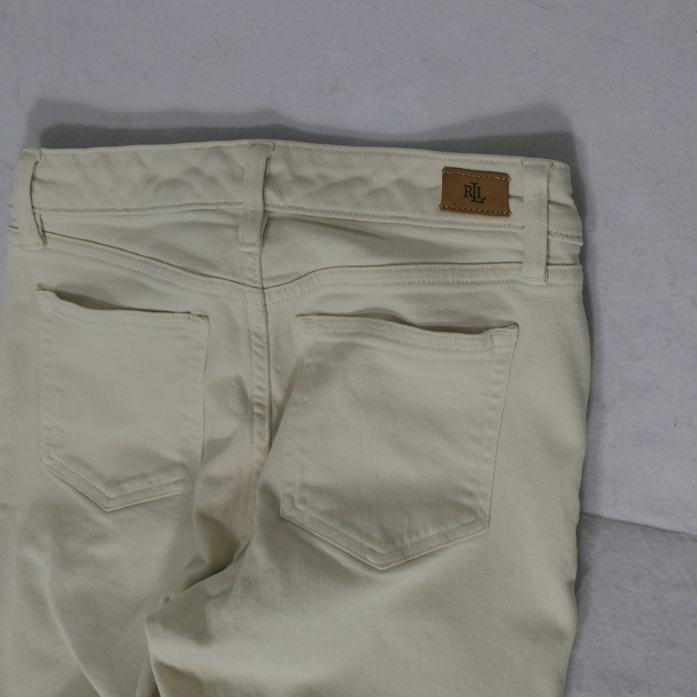 Lauren Ralph Lauren Womens Pants 0P Cream Denim Straight Leg Preppy Timeless - Picture 8 of 10